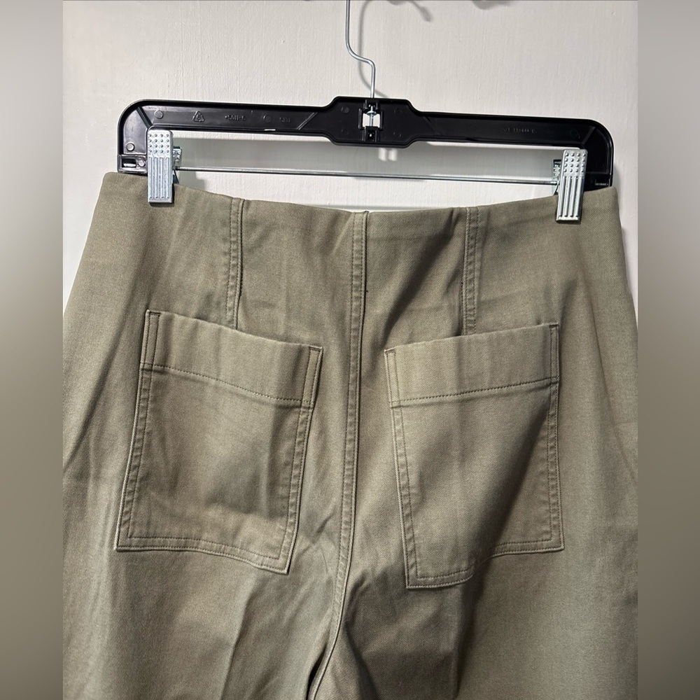 NWT Spanx Stretch Twill Cropped Wide Leg Pants Tuscan Olive Green Size L P New - Picture 5 of 11
